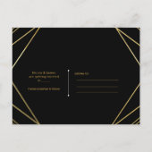 Goud & Zwart Elegant Modern Deco Save the Date Aankondigingskaart (Achterkant)
