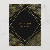 Goud & Zwart Elegant Modern Deco Save the Date Aankondigingskaart (Voorkant)