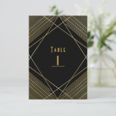 Goud & Zwart Elegant Modern Glam Deco Tafelnummer (Staand voorkant)