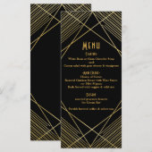 Goud & Zwart Elegant Modern Glam Deco Trouwmenu Menu (Voorkant / Achterkant)