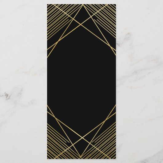 Goud & Zwart Elegant Modern Glam Deco Wedding Menu (Achterkant)
