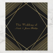 Goud & Zwart Elegant Modern Glam Deco Wijn Labels Wijn Etiket (Enkel label)