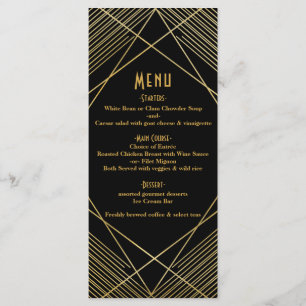 Goud & Zwart Elegant Modern Glamour Deco Trouwmenu Menu