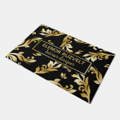 goud zwart elegant modern Luxe floral damast ontwe Deurmat (Schuin)