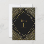 Goud & Zwart Elegant Moderne Glamour Deco Tafelnum Kaart (Voorkant)
