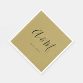 Goud Zwart Elegant Monogram Bruiloft Servet (Hoek)