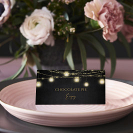 Goud Zwart Elegant Script Food Label Tent Plaatskaartje