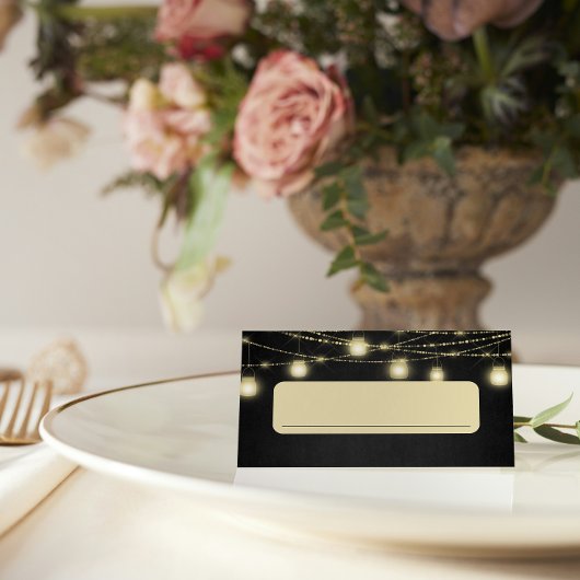 Goud Zwart Elegant Script Food Label Tent Plaatskaartje