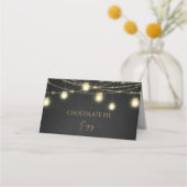 Goud Zwart Elegant Script Food Label Tent Plaatskaartje (Voorkant)