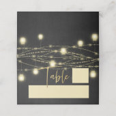 Goud Zwart Elegant Script String Lights Plaatskaartje (Buitenkant ongevouwen)