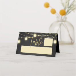 Goud Zwart Elegant Script String Lights Plaatskaartje