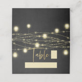 Goud Zwart Elegant Script String Lights Plaatskaartje (Buitenkant ongevouwen)
