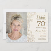 Goud Zwart Elegant Verrassingsfoto 70e Verjaardag Kaart (Voorkant)