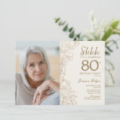 Goud Zwart Elegant Verrassingsfoto 80e Verjaardag Kaart (Staand voorkant)