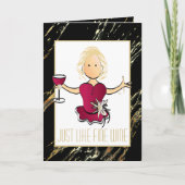 Goud Zwart Elegant Zoals Fijne Wijn Cartoon Verjaa Kaart (Voorkant)