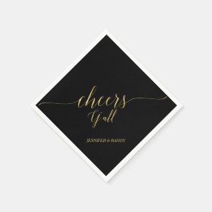 Goud & Zwart Elegante Lettering Cheers Y' all Servet