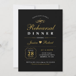 Goud & Zwart | Elegante Oefenavond Eetkamer Uitnod Kaart