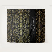 Goud Zwart Elegante Spiraal Gotische Bruiloft Wandkleed (Voorkant (horizontaal))