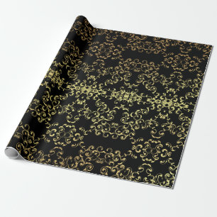 Goud Zwart Elegante Swirl Gothic Wedding Cadeaupapier