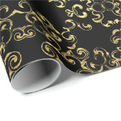 Goud Zwart Elegante Swirl Gothic Wedding Cadeaupapier (Rol Hoek)