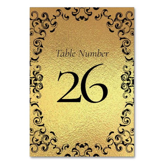 Goud Zwart Elegante Swirl Gothic Wedding Kaart (Achterkant)