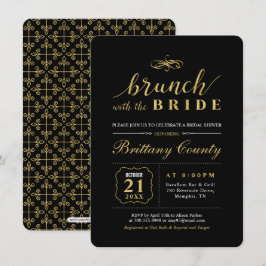 Goud & Zwart | Elegante Trouw Bruids Brunch Kaart