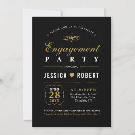 Goud & Zwart | Elegante Uitnodiging voor Verloving