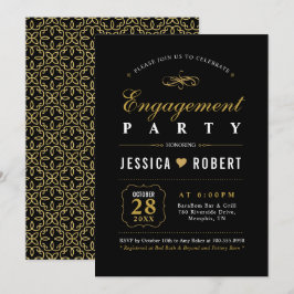 Goud & Zwart | Elegante Uitnodiging voor Verloving