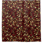 Goud, zwart en Bourgogne feestelijk gebladerte Douchegordijn (Voorkant)