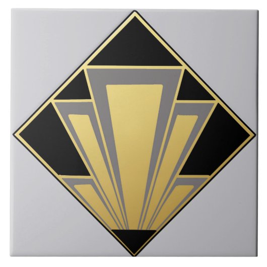 Goud, zwart en grijs decoderend keramisch tegeltje (Voorkant)