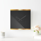 Goud, zwart en grijs vierkante klok (Huis)
