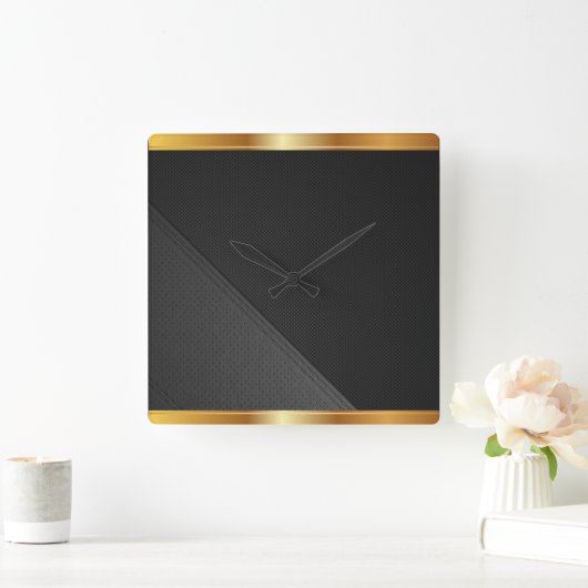 Goud, zwart en grijs vierkante klok (Huis)