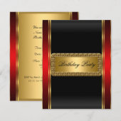 Goud Zwart en Rood Art Deco Uitnodiging (Voorkant / Achterkant)