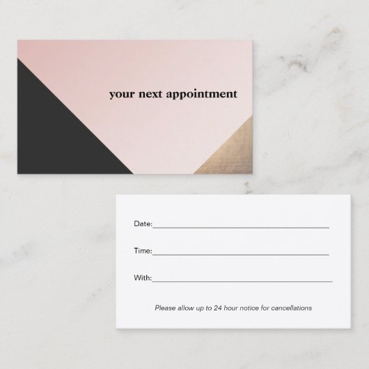 Goud, Zwart en Roze Geometrische Salon Afspraak Afsprakenkaartje (Voorkant / Achterkant)