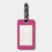 Goud, zwart en warm roze tiny Polka Dot Bagagelabe Bagagelabel (Achterkant verticaal)