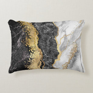 Goud Zwart en Wit Abstract Accent Kussen