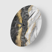 Goud Zwart en Wit Abstract Ronde Klok (Hoek)