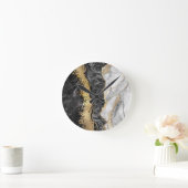 Goud Zwart en Wit Abstract Ronde Klok (Huis)