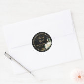 Goud Zwart en Wit Bloemen Waterverf Dank u Ronde Sticker (Envelop)