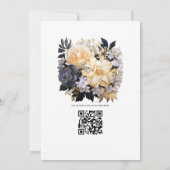 Goud, Zwart en Wit Bloemen Winter Bruiloft Kaart (Achterkant)