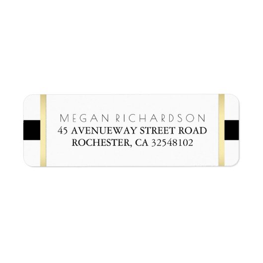 Goud Zwart en Wit Bruiloft Etiket (Voorkant)