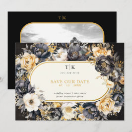 Goud Zwart en Wit Droevige Huwelijk Save The Date