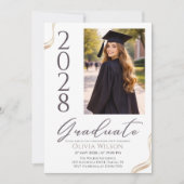 Goud Zwart en Wit Elegante Afstuderen Kaart (Voorkant)