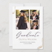 Goud Zwart en Wit Elegante Afstuderen Kaart (Achterkant)