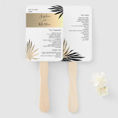 Goud Zwart en Wit Huwelijksprogramma Hand Fan Handwaaier (Voorkant en achterkant)