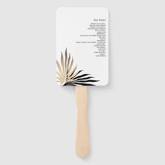 Goud Zwart en Wit Huwelijksprogramma Hand Fan Handwaaier (Achterkant)