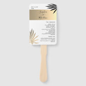 Goud Zwart en Wit Huwelijksprogramma Hand Fan Handwaaier (Voorkant)