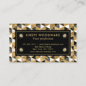 Goud, Zwart en Wit Marmeren Geometrische Textuur Visitekaartje (Achterkant)