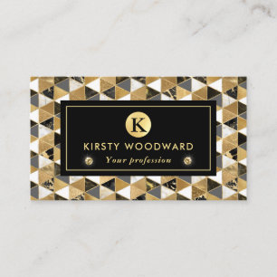 Goud, Zwart en Wit Marmeren Geometrische Textuur Visitekaartje