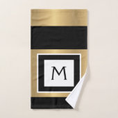 Goud Zwart en Wit Monogram Bad Handdoek Set (Handdoek)